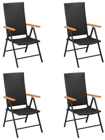 313106 vidaXL Καρέκλες Εξωτερικού Χώρου 4 τεμ. Μαύρες από Συνθετικό Ρατάν Μαύρο, 1 Τεμάχιο
