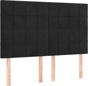 vidaXL Κρεβάτι Boxspring με Στρώμα Μαύρο 140x190 εκ. Βελούδινο