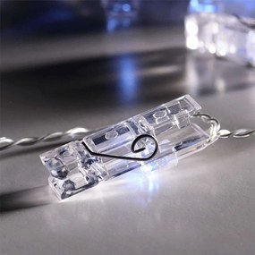 Χριστουγεννιάτικα Λαμπάκια Σειρά Plastic Clips 10 Led FCLIP10W2A 135+30cm Με Μπαταρία Clear Aca