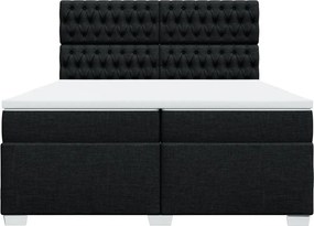 vidaXL Κρεβάτι Boxspring με Στρώμα Μαύρο 200x200 εκ. Υφασμάτινο