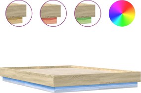 vidaXL Πλαίσιο Κρεβατιού με LED Sonoma Δρυς 150x200 εκ.