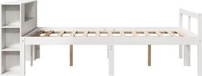 vidaXL Κρεβάτι Βιβλιοθήκη Χωρίς Στρώμα Λευκό 135x190 εκ Μασίφ Πεύκο