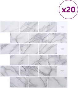 vidaXL Πλακάκι Subway 20 τεμ. Λευκό Μάρμαρο 30 x 30 cm