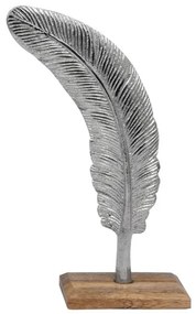 Διακοσμητικό Αντικείμενο Leaf 934-123-010 10x6,5x33,5cm Nickel-Brown Ξύλο,Αλουμίνιο