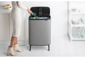 Κάδος Brabantia Bo Touch Hi 1001266, 2x30 l, Στεγανή εφαρμογή στον τοίχο, Ρύθμιση ποδιού, Ορυκτέλαιο με επικάλυψη, Γκρι