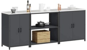 vidaXL Σετ Αποθήκευσης Κουζίνας με ράφι Άλλο 3 pcs Ανθρακί 210 x 50 x 92 εκ