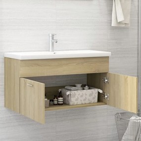 vidaXL Ντουλάπι Μπάνιου με Νιπτήρα Sonoma Δρυς από Επεξεργασμένο Ξύλο