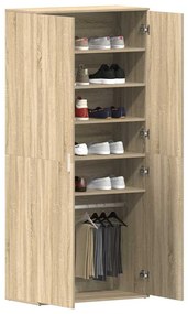 vidaXL Ντουλάπα Παπουτσιών Καφέ 80 x 39 x 180 εκ Επεξεργασμένο ξύλο