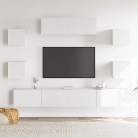 vidaXL Σετ Επίπλων Τηλεόρασης 7 Τεμαχίων Λευκό από Επεξεργασμένο Ξύλο