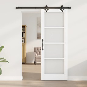 vidaXL Συρόμενη Πόρτα  με Σετ Υλικών Λευκή 73.5x198.5 εκ. Ξύλο Πεύκο