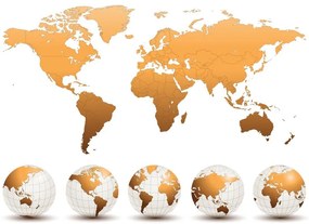 Εικόνα σε σφαίρες φελλού με παγκόσμιο χάρτη - 120x80