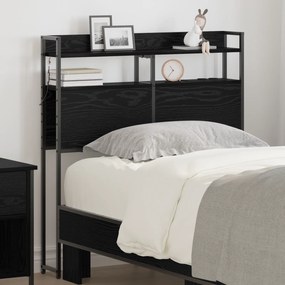 vidaXL Κεφαλάρι Αποθήκης με ράφι Μαύρη δρυς 90 cm Επεξεργασμένο ξύλο