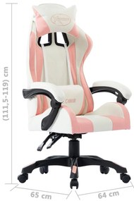 vidaXL Καρέκλα Racing Ροζ από Συνθετικό Δέρμα