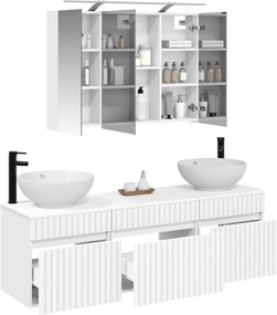 vidaXL Σετ Ντουλαπιών Μπάνιου 4 pcs Λευκό 100 x 14,5 x 70 εκ