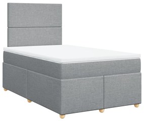 vidaXL Κρεβάτι Boxspring με Στρώμα Ανοιχτό Γκρι 120x190 εκ. Υφασμάτινο