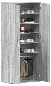 vidaXL Ντουλάπα Παπουτσιών Γκρι 80 x 39 x 180 εκ Επεξεργασμένο ξύλο