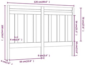 Κεφαλάρι Κρεβατιού Γκρι 126 x 4 x 100 εκ. από Μασίφ Ξύλο Πεύκου - Γκρι