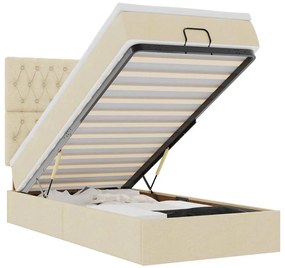 vidaXL Οθωμανικό κρεβάτι με στρώμα Cream 100x200cm ύφασμα