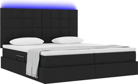 vidaXL LED Κρεβάτι αποθήκευσης με στρώμα Μαύρο 180 x 200 cm Ύφασμα