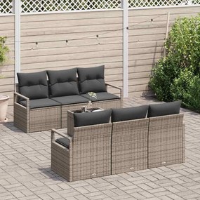 vidaXL Set Καναπέ Κήπου 7 Τεμαχίων με Μαξιλάρια Γκρι από Πολυ rattan
