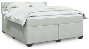 Κρεβάτι Boxspring με Στρώμα Ανοιχτό Γκρι 180x200 εκ. Βελούδινο - Γκρι