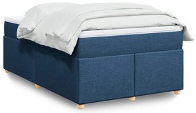 vidaXL Κρεβάτι Boxspring με Στρώμα Μπλε 120x190 εκ. Υφασμάτινο