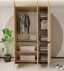 Ντουλάπα Sapphire Δρυς / Ανθρακί DREFIVE 135x52x210