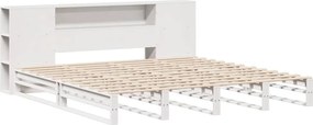 vidaXL Κρεβάτι Βιβλιοθήκη Χωρίς Στρώμα Λευκό 200x200 εκ Μασίφ Ξύλο