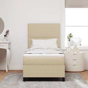 vidaXL Κρεβάτι Box Spring με Στρώμα & LED Φως Πράσινο Γκρι 90x200 εκ Βελούδο