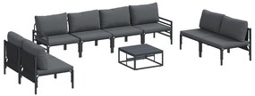 vidaXL Σετ Καναπέ Κήπου 9 pcs Ανθρακί Ατσάλι