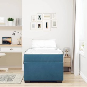 vidaXL Σκελετός Κρεβατιού Άλλο Σκούρο Μπλε 90 x 190 cm Βελούδο