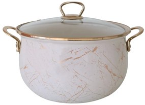 Κατσαρόλα Goldmann GM 8017-24B, 6.2L, 24x15cm, Εμαγιέ, Αντικολλητική επίστρωση, Επαγωγή, Χρυσό/Μάρμαρο