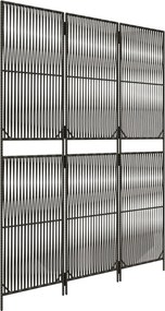 vidaXL Διαχωριστικό Δωματίου 3 Πάνελ Γκρι από Συνθετικό Ρατάν