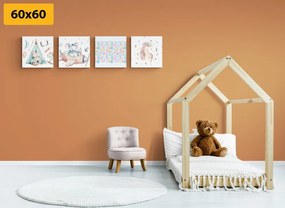 Σετ παιδικών εικόνων σε παστέλ χρώματα - 4x 60x60