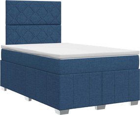 vidaXL Κρεβάτι box spring με στρώμα Μπλε 120 x 200 cm Ύφασμα