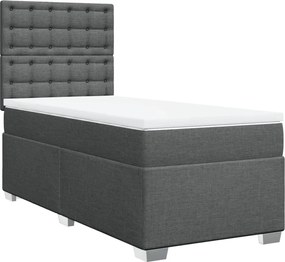 vidaXL Κρεβάτι Boxspring με Στρώμα Σκούρο Γκρι 90x200 εκ. Υφασμάτινο