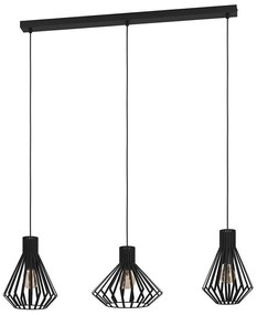 Φωτιστικό Οροφής - Ράγα Basidano 390125 96x27x150cm 3xE27 40W Black Eglo Steel