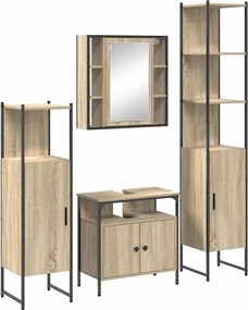 vidaXL Σετ Επίπλων Μπάνιου 4 pcs Δρύς Sonoma Επεξεργασμένο ξύλο