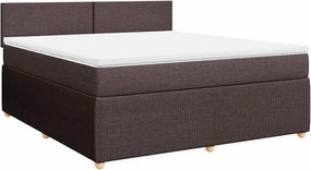 vidaXL Κρεβάτι Boxspring με Στρώμα Σκούρο Καφέ 180x200 εκ Υφασμάτινο