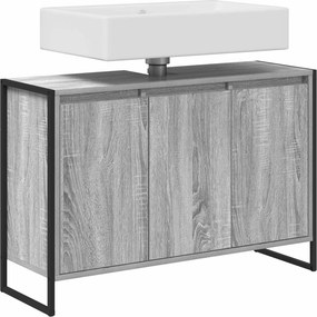 vidaXL Ντουλάπι Μπάνιου Γκρίζο Σονομα 90 x 30 x 60 cm