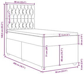 Κρεβάτι Boxspring με Στρώμα Κρεμ 90x200 εκ.Υφασμάτινο - Κρεμ