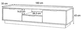 Έπιπλο τηλεόρασης Mensa Megapap χρώμα φυσικό οξιάς 180x35x43cm.