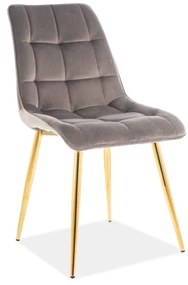 Επενδυμένη καρέκλα ύφασμια Chic 50x43x88 χρυσός/γκρι βελούδο DIOMMI CHICVZLSZ