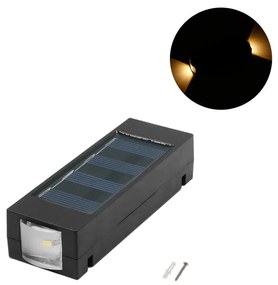 LED Αδιάβροχο Ηλιακό Επιτοίχιο Φωτιστικό με Ενσωματωμένο Πάνελ σε Θερμό Λευκό Φωτισμό PM-0108 Μαύρο