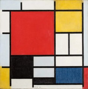 Mondrian, Piet - Εκτύπωση έργου τέχνης Composition with large red plane, (40 x 40 cm)