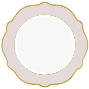 Πιάτο Ρηχό (Σετ 6Τμχ) 280TMA1687 27x27x1cm Beige-Gold Hermia Porcelain