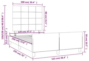 Πλαίσιο Κρεβατιού χωρίς στρώμα Μαύρο 120x190 εκ. Βελούδινο - Μαύρο