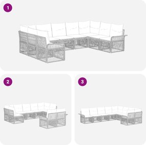 vidaXL Σετ Καναπέ Κήπου 9 pcs Μαύρο συνθετικό ρατάν