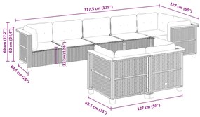 vidaXL Σαλόνι Κήπου Σετ 8 τεμ. Μπεζ Συνθετικό Ρατάν με Μαξιλάρια