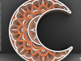 Σετ των 2 Intra απο ξύλο plywood 3mm-4mm πάχος 3D Moon Mandala , Papercut Moon 3D Δίασταση 234x234 cm INTRAFABR-29234156